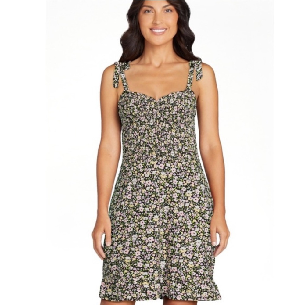 No Boundaries Black Floral Mini Dress